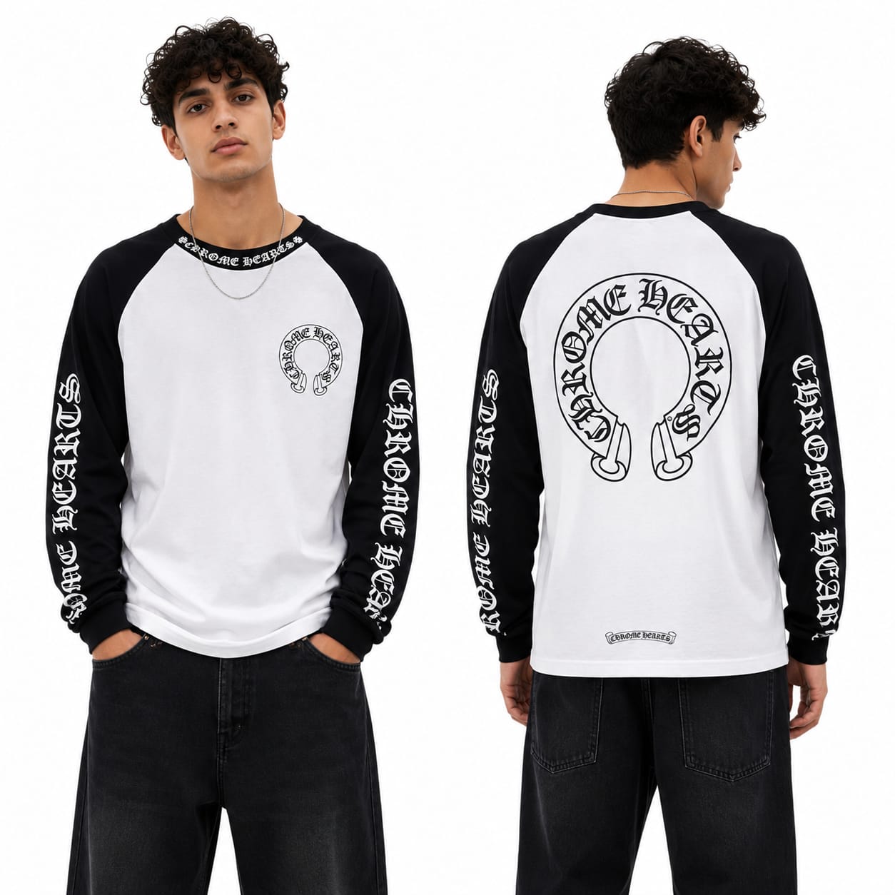 TRIKO CHROME HEARTS BLACK AND WHITE