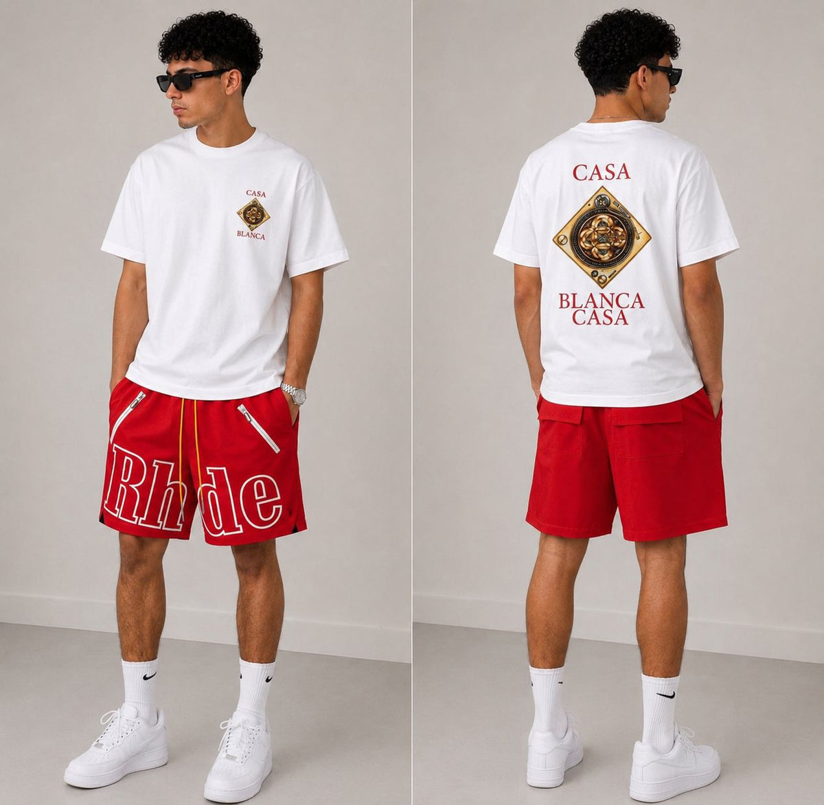 Short rhude x T-shirt Casablanca